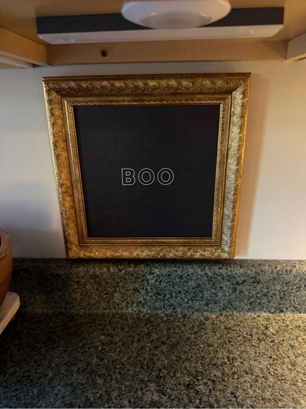 Gold Frame Black 'BOO' Decorative Wall Accent